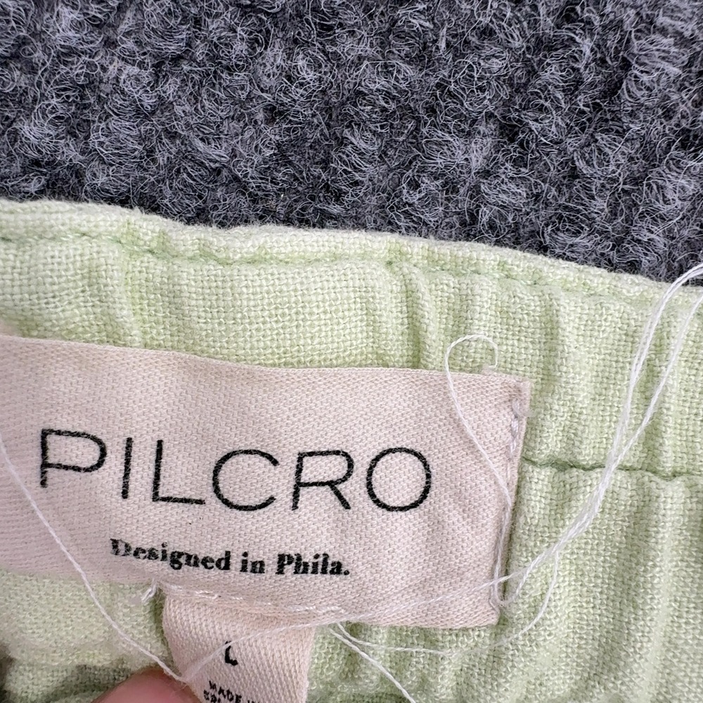 Pilcro Pants Womens L Green Linen Viscose Cargo Wide Leg Drawstring Boho Casual - Picture 4 of 8